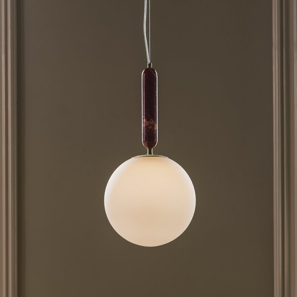 Globen Lighting Lampă suspendată Torrano, roșie, Ø 30 cm, marmură, reglabil, Roșu, Camera de zi / sufragerie, Marmură, Scandinavă