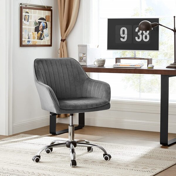 SCG1 - Fotoliu birou cu roti, scaun tapitat, scaun masuta toaleta, machiaj - Gri-Argintiu