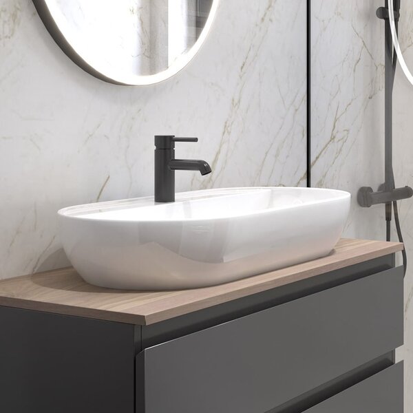 Oltens Hamnes lavoar 80x40 cm ovale de blat alb luciu 41815000
