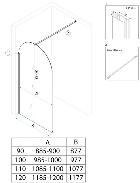 Rea Heaven, Paravan de duș walk-in, 120 cm, auriu mat, REA-K6682