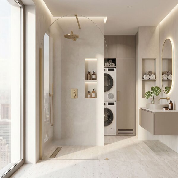Rea Heaven, Paravan de duș walk-in, 100 cm, auriu mat, REA-K6684