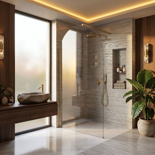 Rea Heaven, Paravan de duș walk-in, 100 cm, auriu mat, REA-K6684