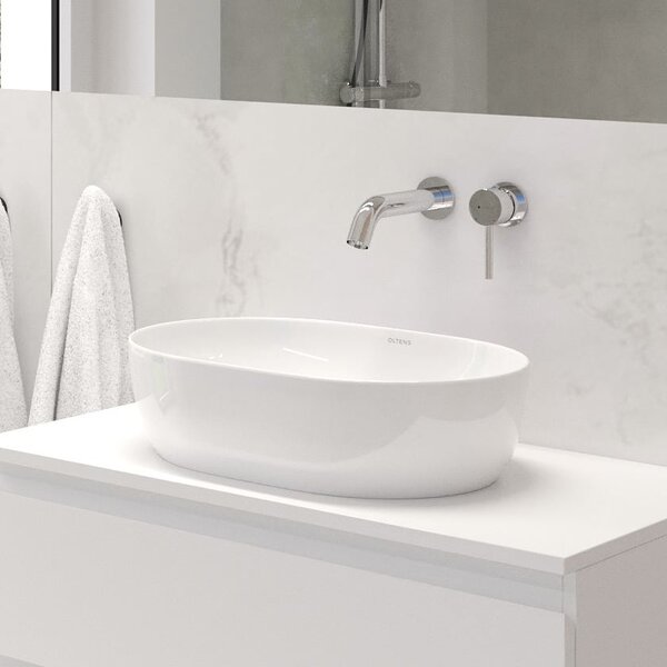 Oltens Hamnes lavoar 49.5x35.5 cm ovale de blat alb luciu 40319000