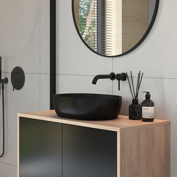 Oltens Hamnes lavoar 46.5x37.5 cm ovale de blat negru mat 40801300