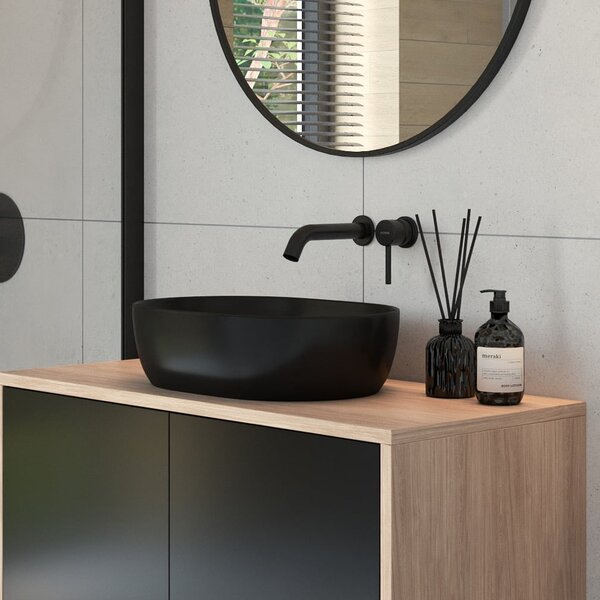 Oltens Hamnes lavoar 61x40 cm ovale de blat negru mat 40302300