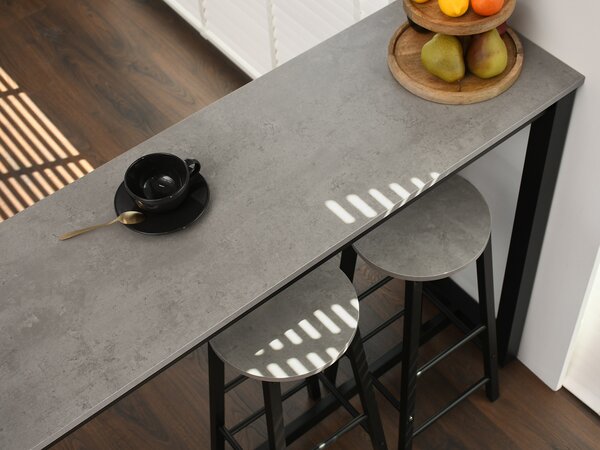 Set masă scaune pentru sufragerie Remma (beton + negru) (pentru 2 persoane). Promo -18%. 1111872