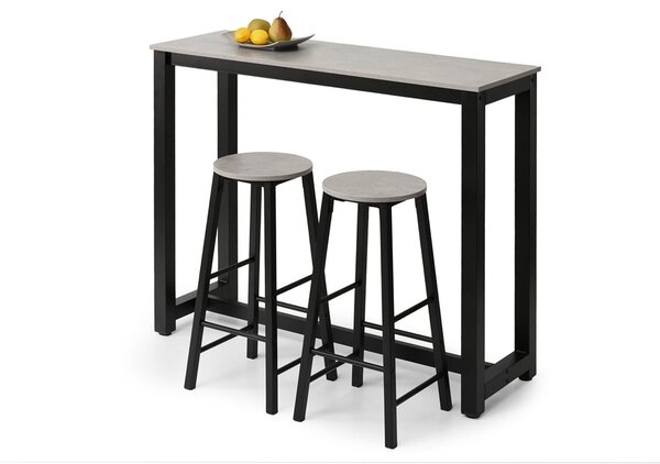Set masă scaune pentru sufragerie Remma (beton + negru) (pentru 2 persoane). Promo -18%. 1111872