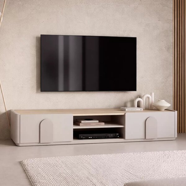 Comodă TV Amilio 220 cm cu sertar - cashmir / stejar uleiat / mânere cashmir