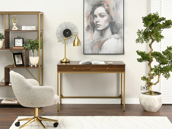 Masă PC Kaplan (nuc + auriu). Promo -17%. 1109771