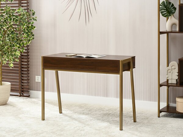 Masă PC Land (nuc + auriu). Promo -16%. 1109778