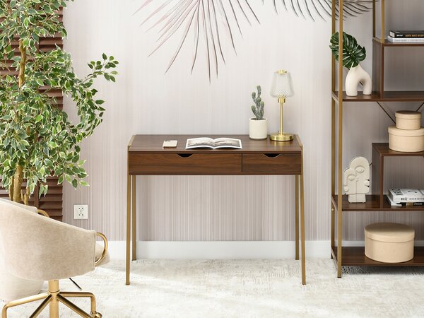 Masă PC Land (nuc + auriu). Promo -16%. 1109778