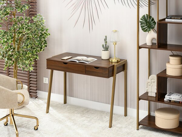 Masă PC Land (nuc + auriu). Promo -16%. 1109778
