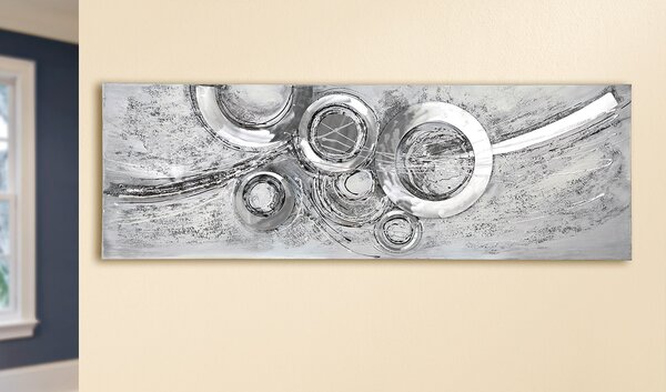 TablouCircles, panza, gri argintiu, 150x50x2 cm