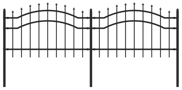 Gard grădină cu vârfuri negru 115 cm oțel vopsit electrostatic