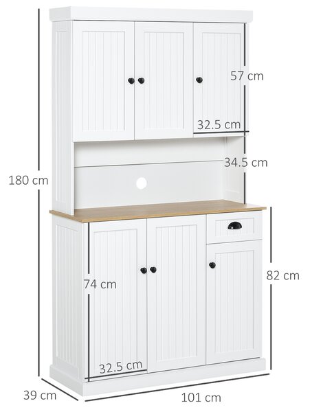 HOMCOM Bufet de Bucătărie Modern cu Dulap pentru Depozitare, Ideal pentru Cuptorul cu Microunde, Design Elegant, Alb | Aosom Romania