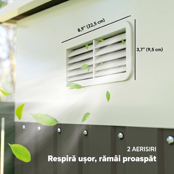 Outsunny Magazie de Grădină cu Ușă Glisantă din Oțel Zincat Gri | Aosom Romania