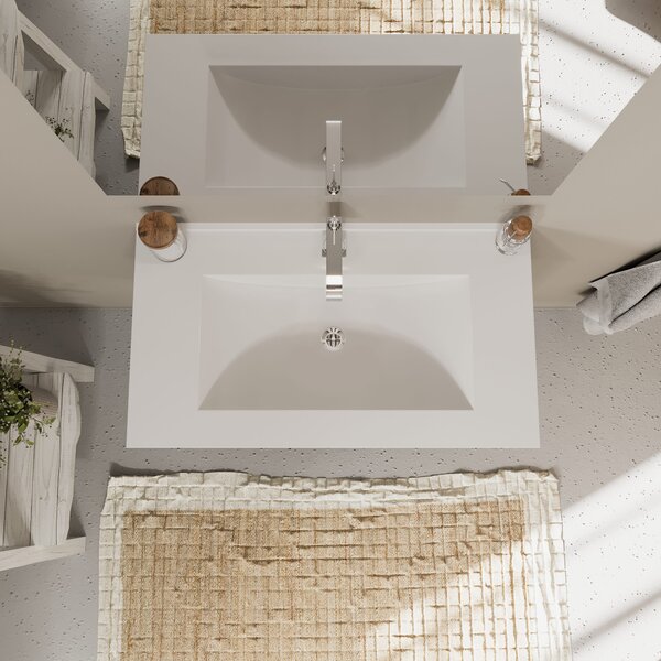Mobilier De Baie, 80cm, Sertare Gri și Structură Alb Stejar | Magnolia
