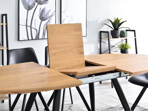 Masă de sufragerie Lisbon (stejar + negru). Promo -16%. 1111752