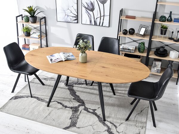 Masă de sufragerie Lisbon (stejar + negru). Promo -16%. 1111752
