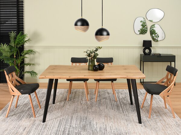Masă de sufragerie Maui (stejar + negru). Promo -14%. 1111755