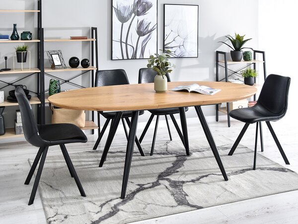 Masă de sufragerie Lisbon (stejar + negru). Promo -16%. 1111752