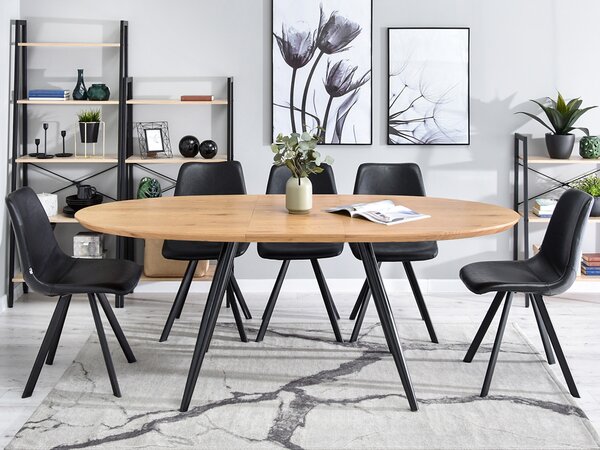 Masă de sufragerie Lisbon (stejar + negru). Promo -16%. 1111752