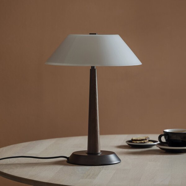Globen Lighting Lampa de masă Ligna, înălțime 39 cm, alb/bronz/stejar, Lemn, Camera de zi / sufragerie, Metal, Design