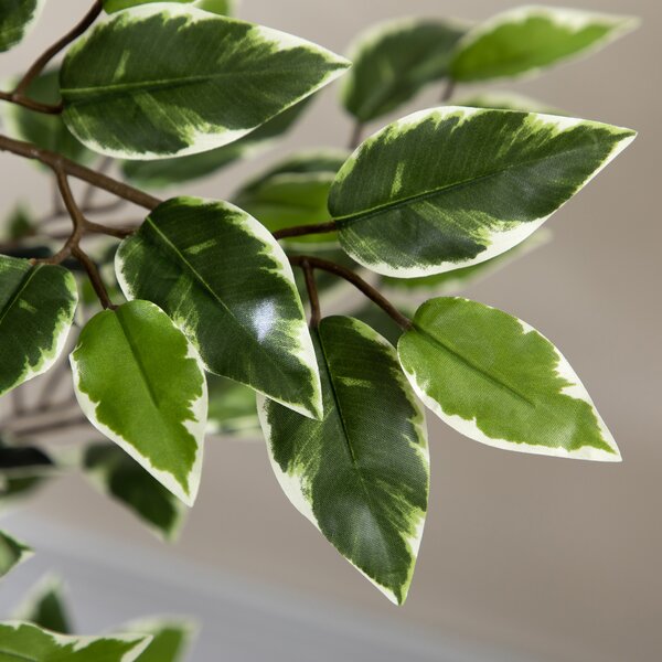 HOMCOM Ficus Artificial Înalt 130 cm cu 702 Frunze Colorate în Ghiveci, Decor Interior și Exterior, Verde Multicolor | Aosom Romania