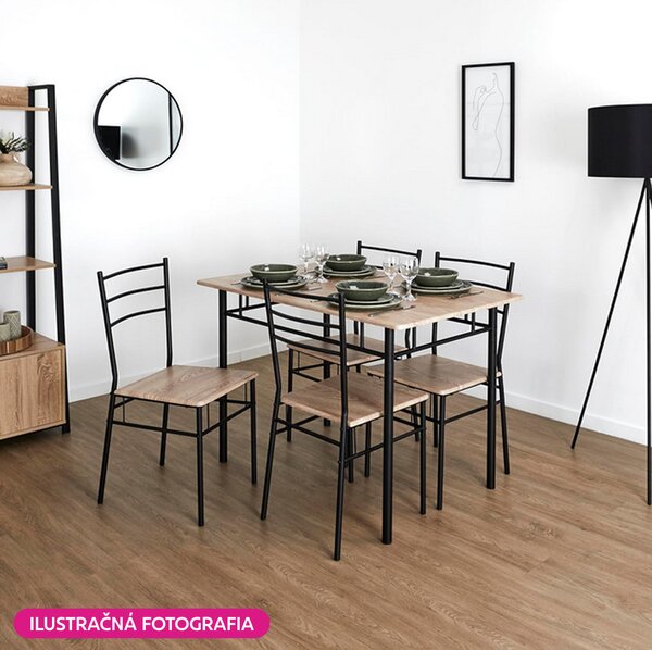 Set mobilier sufragerie Metabolicas (stejar sonoma + negru) (pentru 4 persoane). 1116415