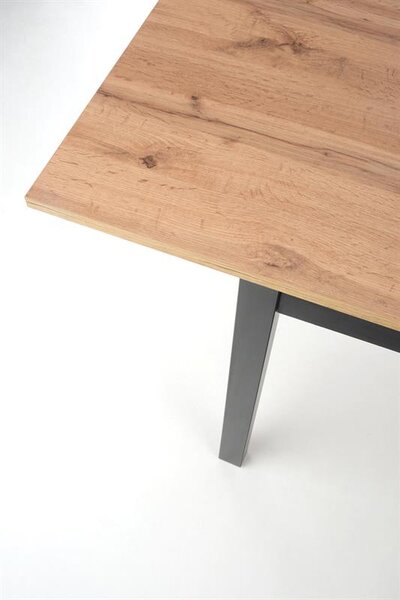 Masă de sufragerie extensibilă 124-168 cm Guliv (negru + stejar wotan) (pentru 4 6 persoane). 1048905