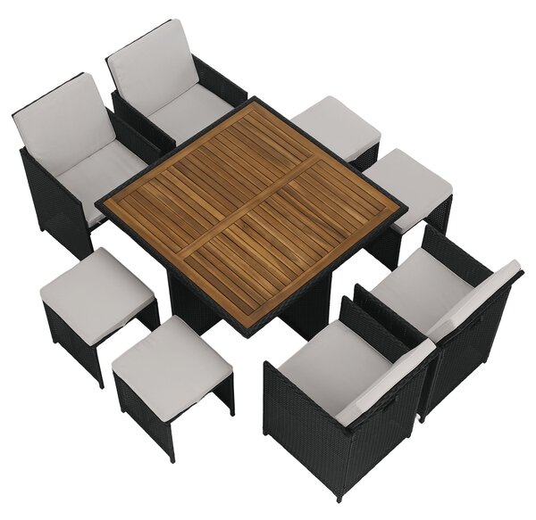 Set mobilier ratan de grădină Milford (negru + crem + natural). 1119461