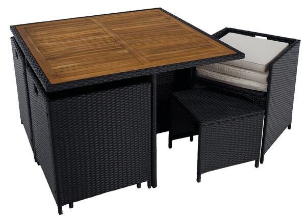 Set mobilier ratan de grădină Milford (negru + crem + natural). 1119461