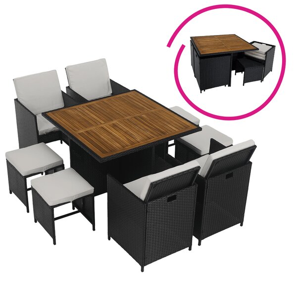 Set mobilier ratan de grădină Milford (negru + crem + natural). 1119461