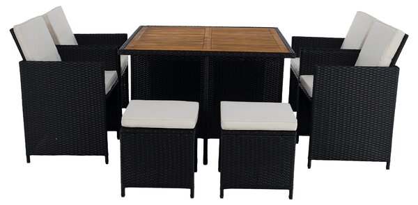 Set mobilier ratan de grădină Milford (negru + crem + natural). 1119461