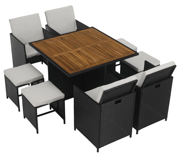 Set mobilier ratan de grădină Milford (negru + crem + natural). 1119461