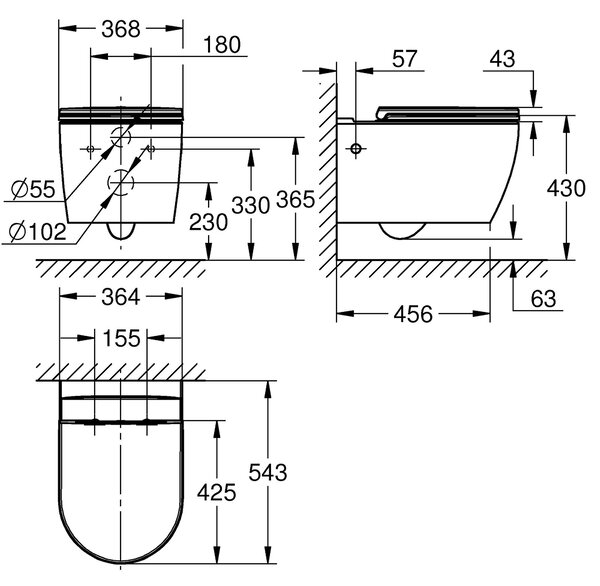 Grohe Start vas wc cu capac soft-close agăţat fără margine alb 103848SH00