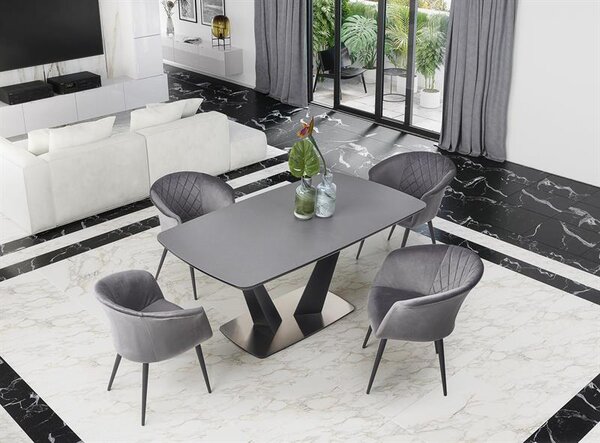 Masă de sufragerie extensibilă 160-220 cm Fredda (negru + gri) (pentru 6 8 persoane). 1048853