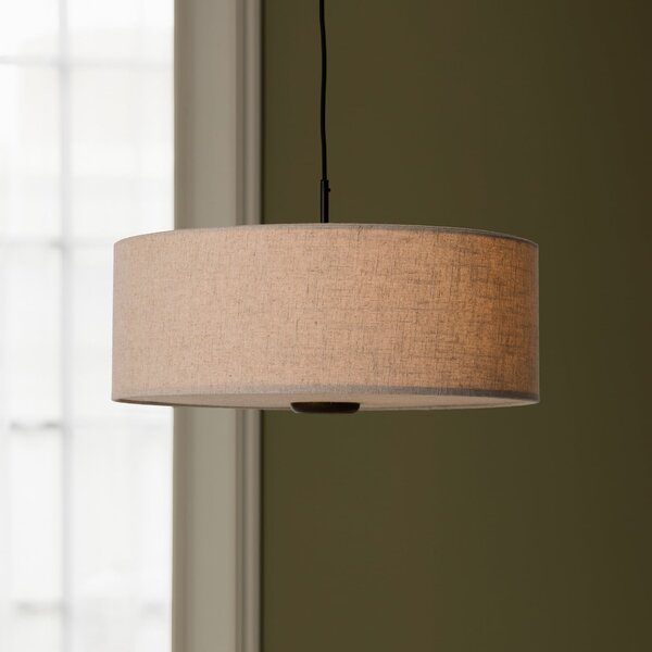 Globen Lighting Lampă suspendată Bosco 55, bej, Ø 55 cm, țesătură, reglabil, Bej, Camera de zi / sufragerie, Țesătură / Textil, Scandinavă