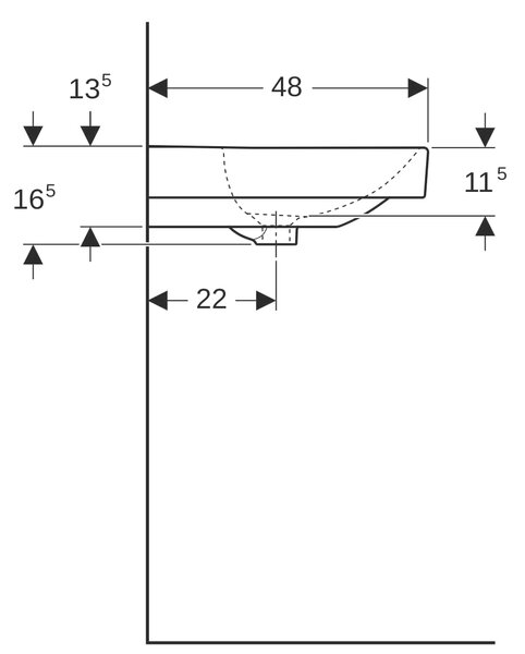 Geberit Smyle Square lavoar 74.5x48 cm dreptunghiular clasică-mobilier-de blat alb luciu 500.249.00.2