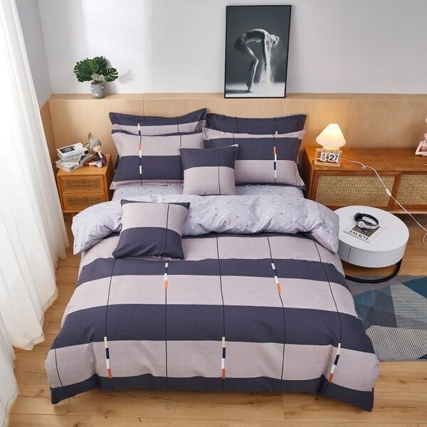 Lenjerie de pat din flanel albastru DRUGI + husa de perna 40x50 cm gratuit