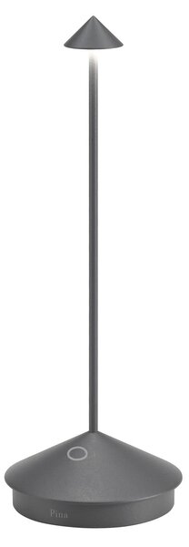 Zafferano Lampa de masă cu baterie Pina 3K LED, gri închis, IP54, reglabil, Gri, Camera de zi / sufragerie, Aluminiu, Modern