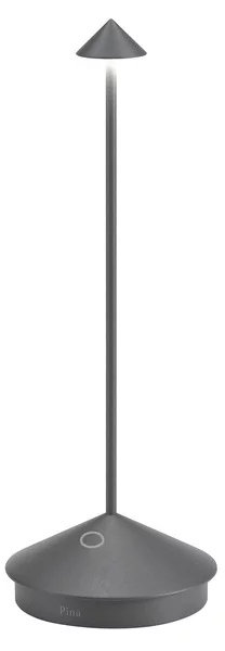 Zafferano Lampa de masă cu baterie Pina 3K LED, gri închis, IP54, reglabil, Gri, Camera de zi / sufragerie, Aluminiu, Modern