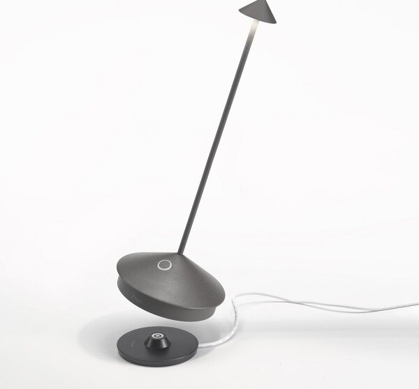 Zafferano Lampa de masă cu baterie Pina 3K LED, gri închis, IP54, reglabil, Gri, Camera de zi / sufragerie, Aluminiu, Modern