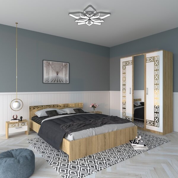 Dormitor Eva Sonoma Cu Oglinda 180x200