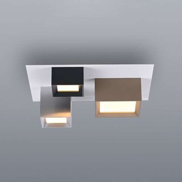 PURE Plafonieră LED Manhatten, multicoloră, cu 3 becuri, CCT, reglabil, Multicolor, Hol, Aluminiu, Modern