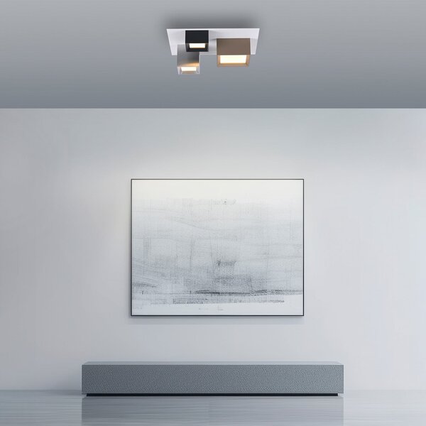 PURE Plafonieră LED Manhatten, multicoloră, cu 3 becuri, CCT, reglabil, Multicolor, Hol, Aluminiu, Modern