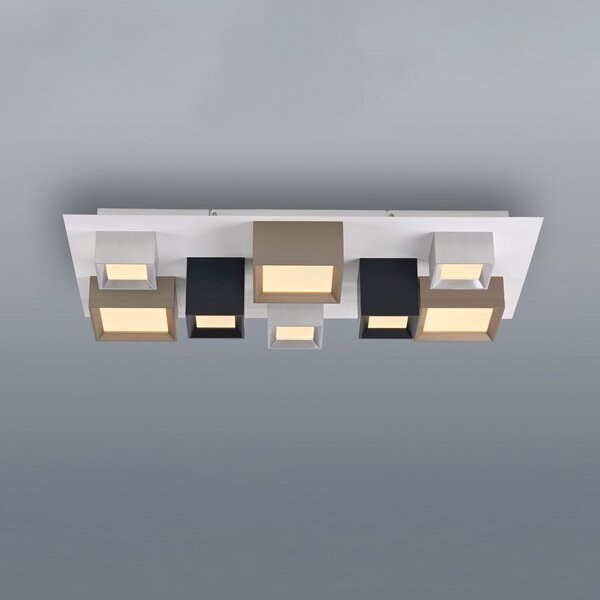 PURE Plafonieră LED Manhattan, multicoloră, 8 becuri, CCT, reglabil, Multicolor, Hol, Aluminiu, Modern