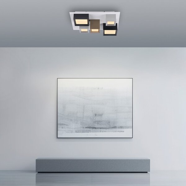 PURE Plafonieră LED Manhatten, multicoloră, cu 5 becuri, CCT, reglabil, Multicolor, Hol, Aluminiu, Modern