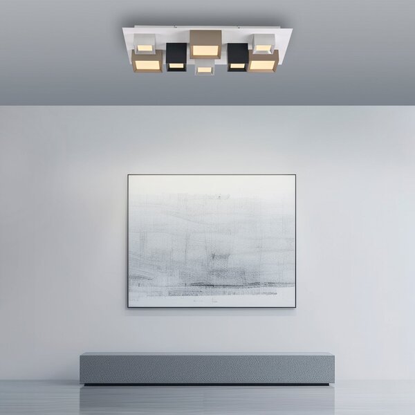 PURE Plafonieră LED Manhattan, multicoloră, 8 becuri, CCT, reglabil, Multicolor, Hol, Aluminiu, Modern