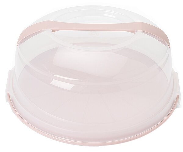 Platou rotund Pufo Cookies cu capac transparent pentru servire torturi, prajituri, briose, Ø 34 cm, roz